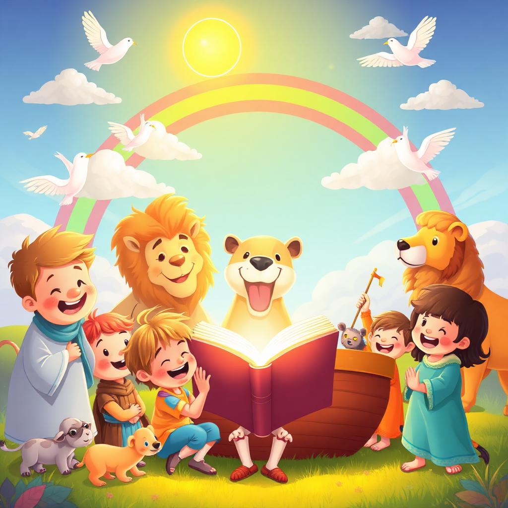 Watoto wakisoma Biblia ya Watoto kwa furaha